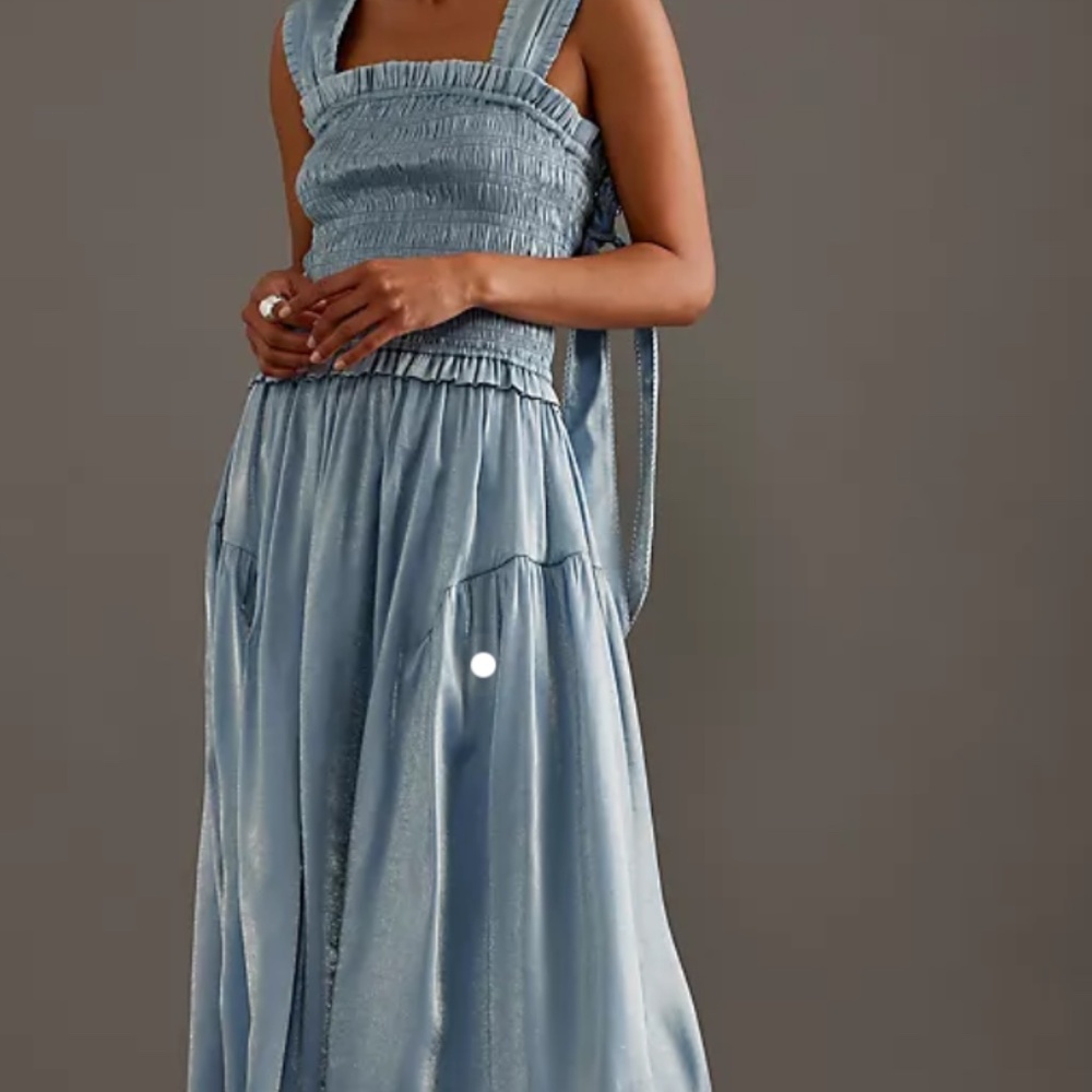 NWT Damson Madder Size US 8  UK 10 Violet Midi Dress Blue Glass Satin UO